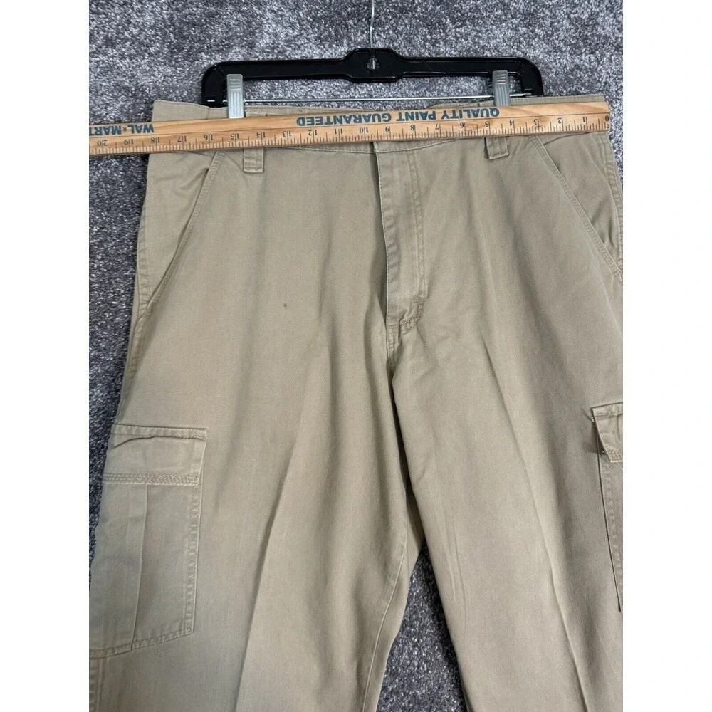 Vtg Wrangler Cargo Khaki Pants Relaxed Fit Canvas Mens 36x30 Workwear Y2k Chore